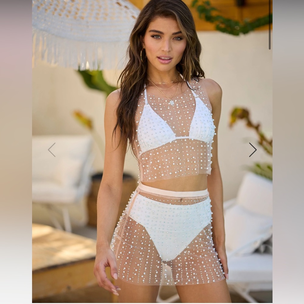 Beach Bunny Nude Mesh Two Piece Coverup